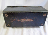 Vintage "V" THERMOS Tin Metal INDUSTRIAL LUNCHBOX Lunch Box BLACK Dome Retro