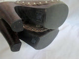 Womens STEVE MADDEN LENNIE Leather Clog High Heel Slip-On Mules 9 BROWN GREEN