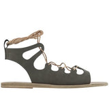 EUC ANCIENT GREEK SANDALS ANTIGONE KHAKI LEATHER NUBUCK 36 Greece