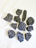 Set 10 WOOD BLOCK Stamp Ethnic Floral Art Rustic Primitive Craft DIY India Decorative