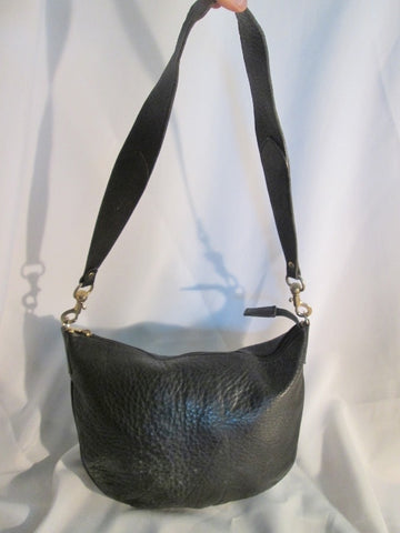 NIEMAN MARCUS ITALY pebbled leather hobo satchel shoulder bag purse BLACK XL