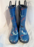 Kids Boys L.L. BEAN SHARK Wellies Rain Boots Rainboots BLUE 1 Puddle Jumpers