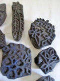 Set 10 WOOD BLOCK Stamp Ethnic Floral Art Rustic Primitive Craft DIY India Decorative