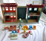 Vintage 1974 FISHER PRICE 938 SESAME STREET Little People Playset Furniture Accessories +