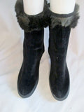 Vintage Womens WALES GOODYEAR Wellies Protective Rain Boot Covers Rabbit Fur BLACK M