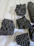 Set 10 WOOD BLOCK Stamp Ethnic Floral Art Rustic Primitive Craft DIY India Decorative