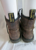 JUNIOR DOC MARTENS DELANEY WYOMING LEATHER Combat BOOT BROWN 3 Ankle Shoe Chukka AIRWAIR