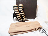 NEW ALAIA PARIS Stiletto Caged Sandal BLACK Suede Gladiator Shoe 36 6 Womens