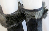 Vintage Womens WALES GOODYEAR Wellies Protective Rain Boot Covers Rabbit Fur BLACK M