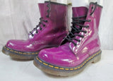 Womens DOC MARTENS LEATHER Ankle Combat BOOT Shoe PURPLE 6 AIRWAIR 8 Eye