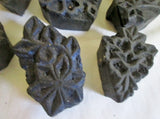 Set 10 WOOD BLOCK Stamp Ethnic Floral Art Rustic Primitive Craft DIY India Decorative