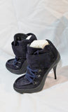 NEW PIERRE HARDY SUEDE KID NAVY Stiletto Heel Bootie 37 6.5 ITALY Womens
