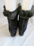 Vintage Womens WALES GOODYEAR Wellies Protective Rain Boot Covers Rabbit Fur BLACK M