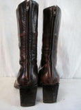 Womens NINE WEST LEATHER Mid Calf Boots Shoe BROWN 11 Square Toe