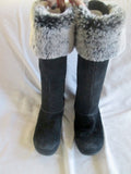 Womens KHOMBU Knee High Mulkuk Sherpa Boots Suede Leather BLACK 7 Fur