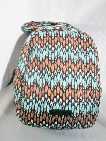 VERA BRADLEY BROWN BLUE Vegan Quilted Clutch Lunch Bag Cooler SIERRA STREAM