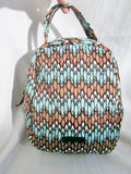VERA BRADLEY BROWN BLUE Vegan Quilted Clutch Lunch Bag Cooler SIERRA STREAM