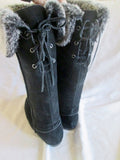 Womens KHOMBU Knee High Mulkuk Sherpa Boots Suede Leather BLACK 7 Fur