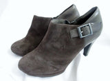 NEW Womens CLARKS Suede High Heel Ankle CUBAN BOOTS BROWN 7.5 Booties Shoe