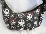 NIGHTMARE BEFORE CHRISTMAS SKULL CROSSBONES Bag Hobo Purse BLACK WHITE PINK Star