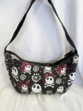 NIGHTMARE BEFORE CHRISTMAS SKULL CROSSBONES Bag Hobo Purse BLACK WHITE PINK Star