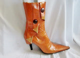 Womens JUBILEE NEW YORK LEATHER Pointy Toe High Heel Booties Boot 8.5 BROWN Steampunk Ankle