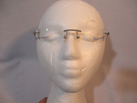 CHANEL ITALY 2053-B Eyeglasses RIMLESS FRAME CLEAR SILVER EYEWEAR Rhinestone