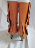 Womens JUBILEE NEW YORK LEATHER Pointy Toe High Heel Booties Boot 8.5 BROWN Steampunk Ankle
