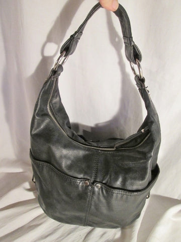 TIGNANELLO leather hobo satchel shoulder bucket bag crossbody BLACK sling