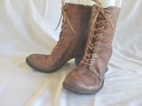 Womens STEVE MADDEN LEATHER BOOT GRANNY Victorian Steampunk BROWN 8 GLACER