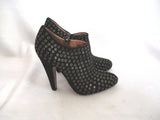 ALAIA PARIS High Heel GROMMET Bootie Boot 37 Zip GOTH Punk BLACK Emo