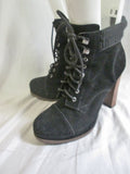 Womens H by HALSTON Suede LEATHER High Heel Platform BOOT Booties BLACK 8