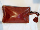 Rustic COLUMBIA Leather Baguette Wristlet Purse Wallet Clutch Pouch Case BROWN 7455