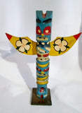Handmade Carved Wood ALASKA ECHO POINT TOTEMS Statue Totem Pole Art BLUE Vintage