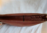 Rustic COLUMBIA Leather Baguette Wristlet Purse Wallet Clutch Pouch Case BROWN 7455