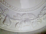 HABITAT PORTUGAL OVAL EMBOSSED 19" Ceramic Pottery SERVING PLATTER TRAY LEAF WHITE
