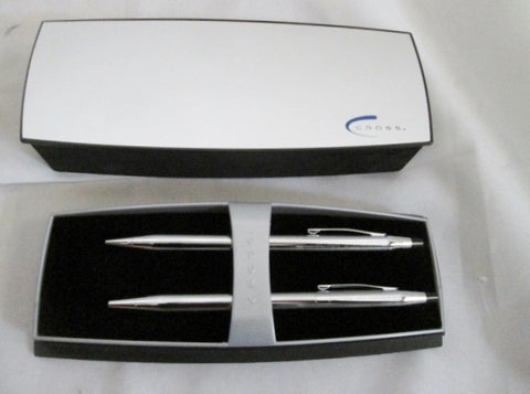 NEW NIB 2 CROSS CHROME PEN Set 1355 Autograph Personalized SILVER UNUSED!