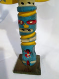 Handmade Carved Wood ALASKA ECHO POINT TOTEMS Statue Totem Pole Art BLUE Vintage