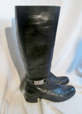 Womens ETIENNE AIGNER CRETE Leather Knee High Stud Boots BLACK 9.5 Rocker Rider