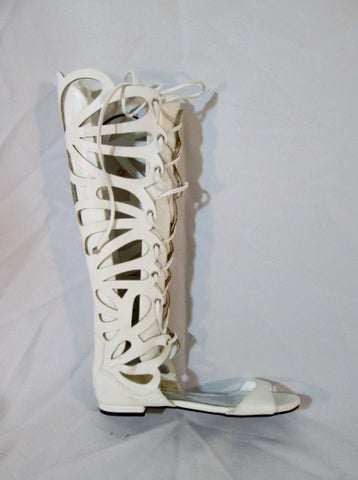 Womens BRECKELLE'S Caged Boot FETISH WHITE 6.5 Mesh Steampunk