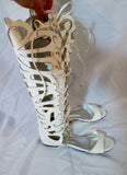 Womens BRECKELLE'S Caged Boot FETISH WHITE 6.5 Mesh Steampunk