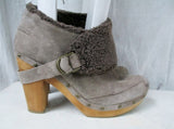 Womens NINE WEST VINTAGE KYBELE ANKLE BOOT Leather High Heel Bootie 9.5 CLOG Stud