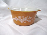 Vintage 1970s Pyrex Set BUTTERFLY GOLD 473-B 1 QT Bowls Casserole w Lids!