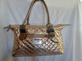 ORIGINAL BY SHARIF Vegan Toe Satchel Quilted Stitch Bag Hipster GOLD L