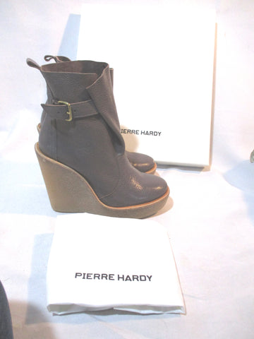 NEW PIERRE HARDY GRAIN CALF Ankle Boot Bootie 37 TAUPE BROWN NIB