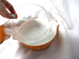 Vintage 1970s Pyrex Set BUTTERFLY GOLD 473-B 1 QT Bowls Casserole w Lids!