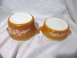 Vintage 1970s Pyrex Set BUTTERFLY GOLD 473-B 1 QT Bowls Casserole w Lids!