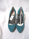 NEW MIU MIU ITALY PUMP Round Toe Shoe Suede High Heel TURQUOISE 36.5 BLUE