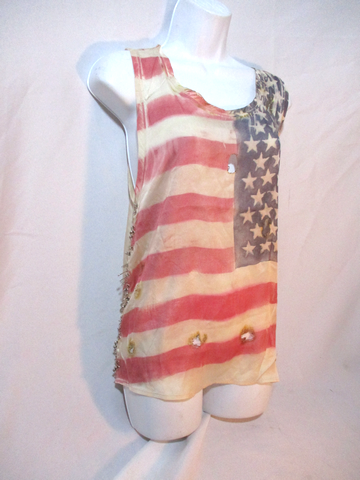 NWT NEW BALMAIN PARIS FLAG Safety Pin Silk Tank Top Shirt 38 / S