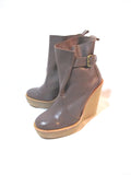 NEW PIERRE HARDY GRAIN CALF Ankle Boot Bootie 37 TAUPE BROWN NIB